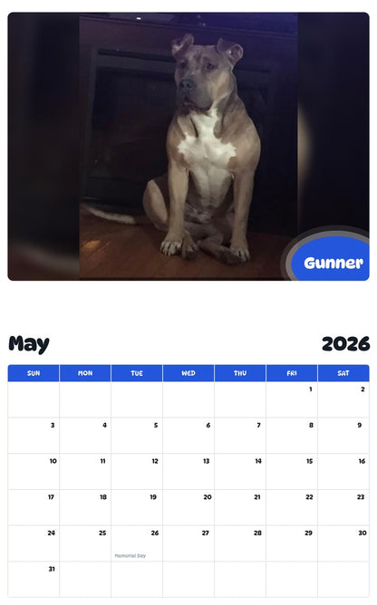 2026 - 2027 Gunner - Pawidols Pet Calendar