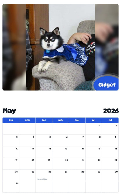 2026 - 2027 Gidget - Pawidols Pet Calendar