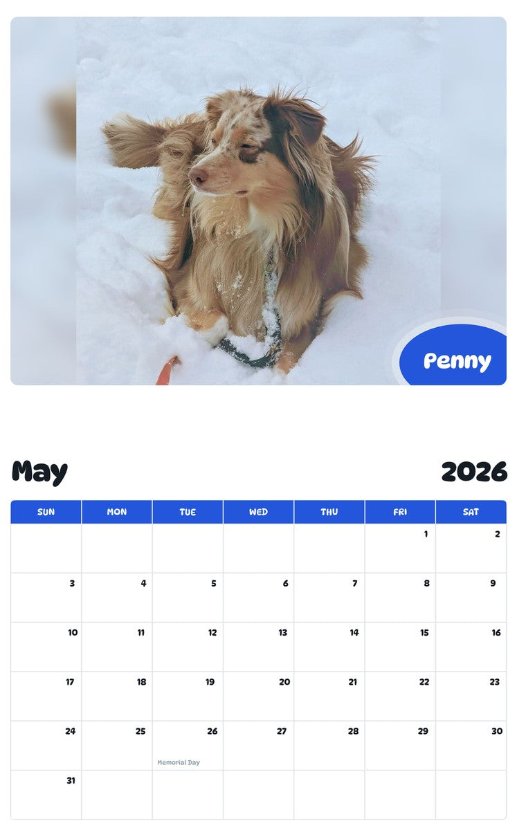 2026 - 2027 Penny - Pawidols Pet Calendar