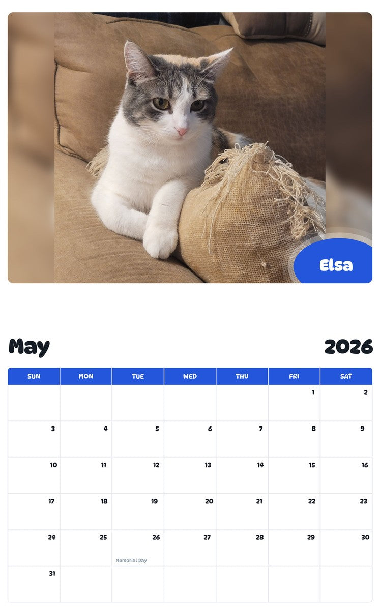 2026 - 2027 Elsa - Pawidols Pet Calendar