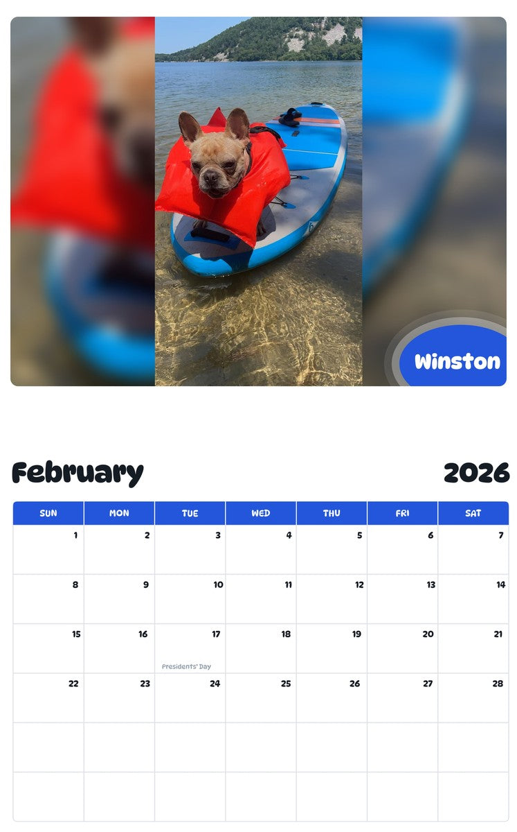 October 2025 - September 2026 Winston - Pawidols Pet Calendar