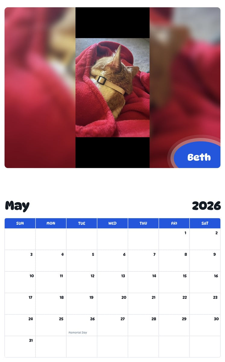 2026 - 2027 Beth - Pawidols Pet Calendar