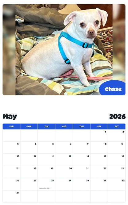 2026 - 2027 Chase - Pawidols Pet Calendar