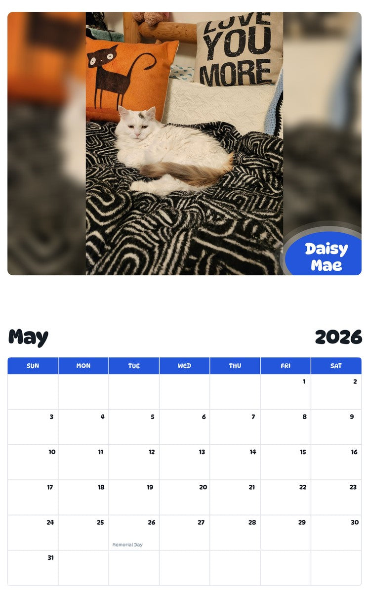 2026 - 2027 Daisy Mae - Pawidols Pet Calendar