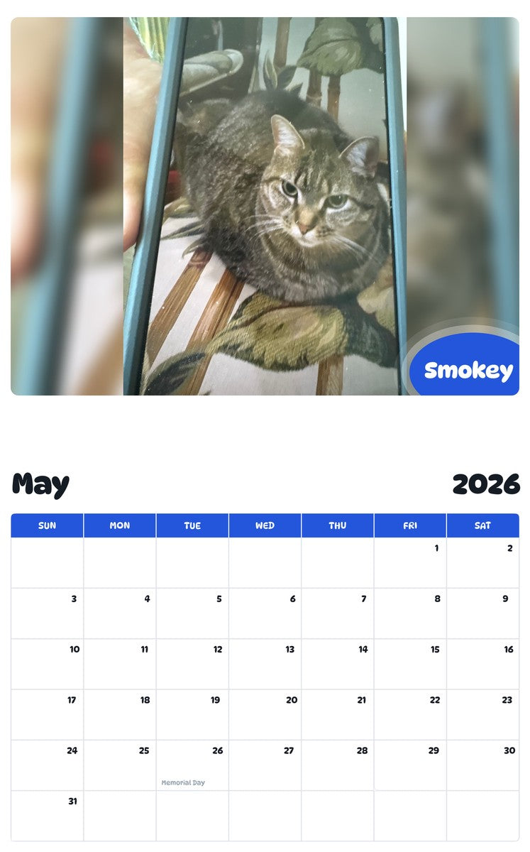 2026 - 2027 Smokey - Pawidols Pet Calendar