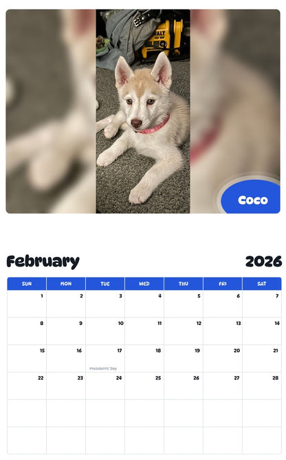 November 2025 - October 2026 Coco - Pawidols Pet Calendar