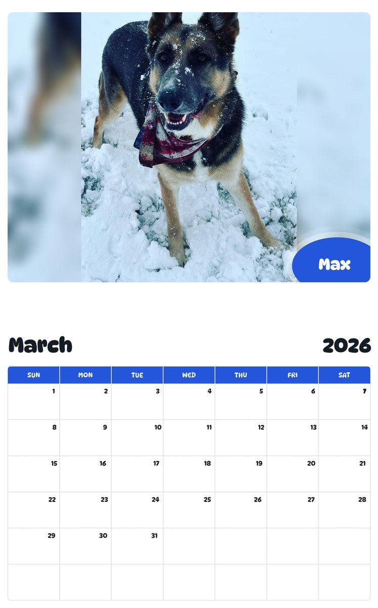 November 2025 - October 2026 Max - Pawidols Pet Calendar