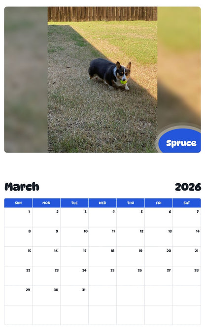 November 2025 - October 2026 Spruce - Pawidols Pet Calendar