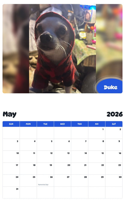 2026 - 2027 Duke - Pawidols Pet Calendar