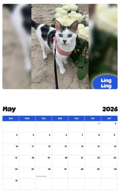 2026 - 2027 Ling Ling - Pawidols Pet Calendar