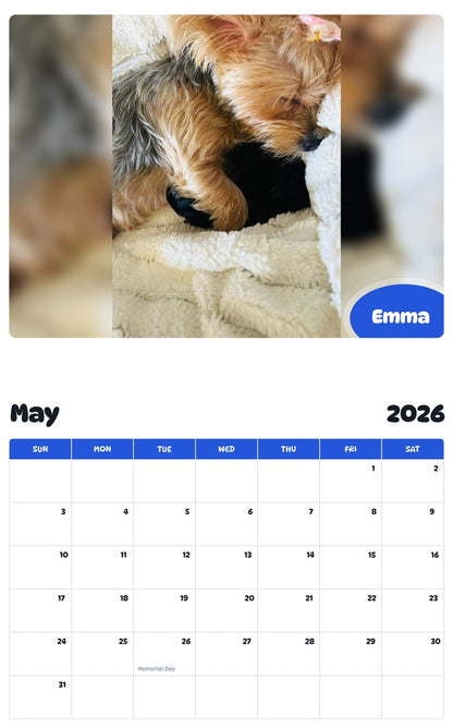 2026 - 2027 Emma - Pawidols Pet Calendar