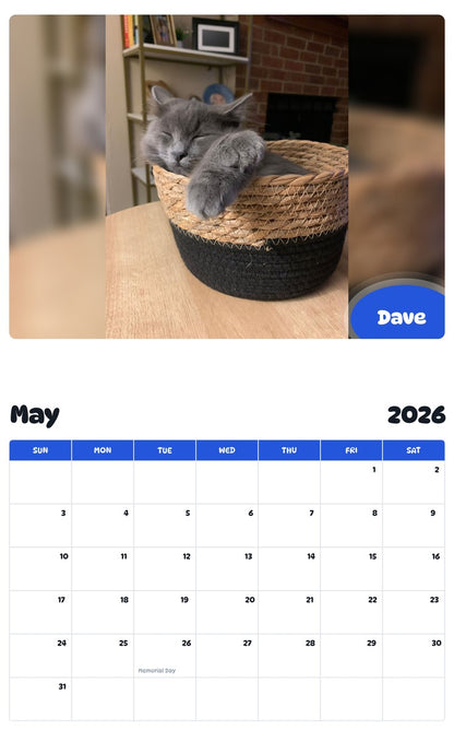 2026 - 2027 Dave - Pawidols Pet Calendar