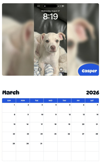 November 2025 - October 2026 Casper - Pawidols Pet Calendar