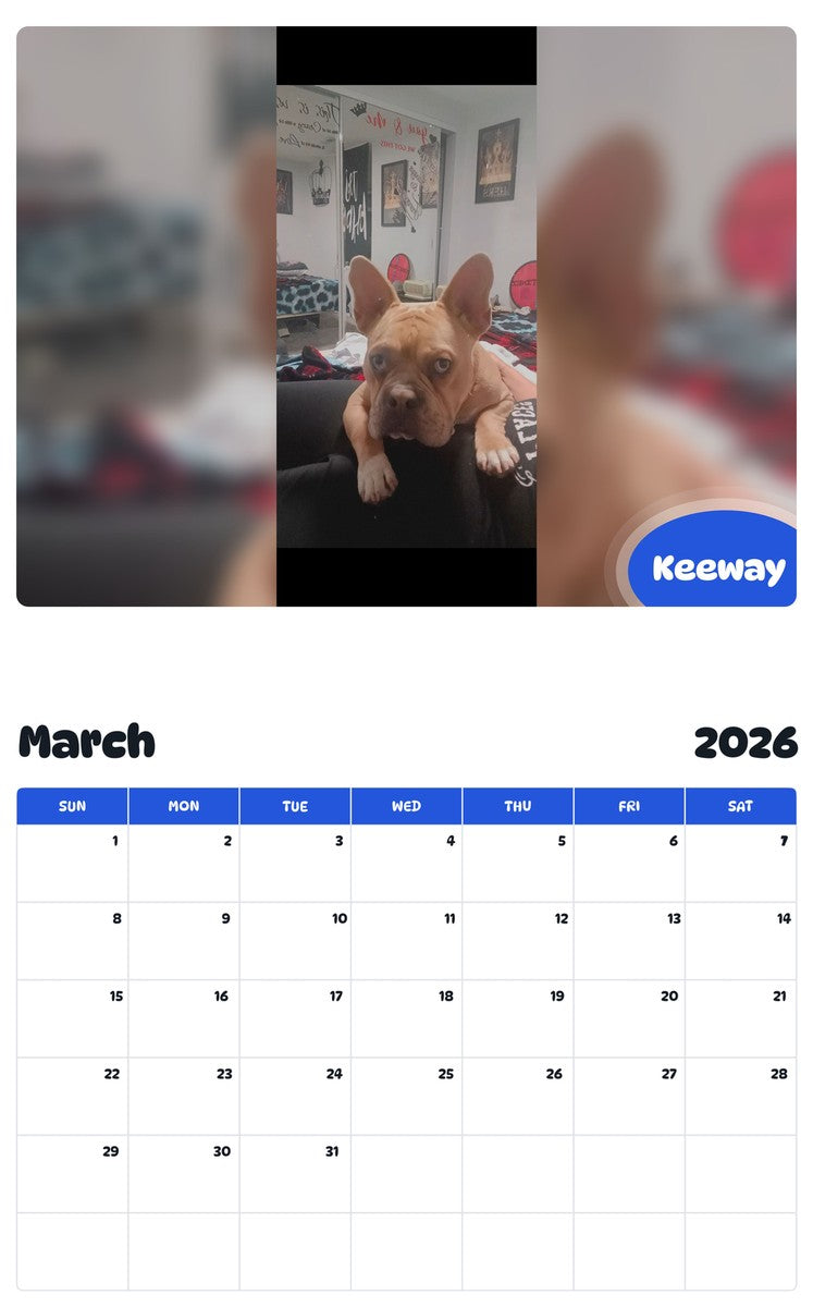 November 2025 - October 2026 Keeway - Pawidols Pet Calendar