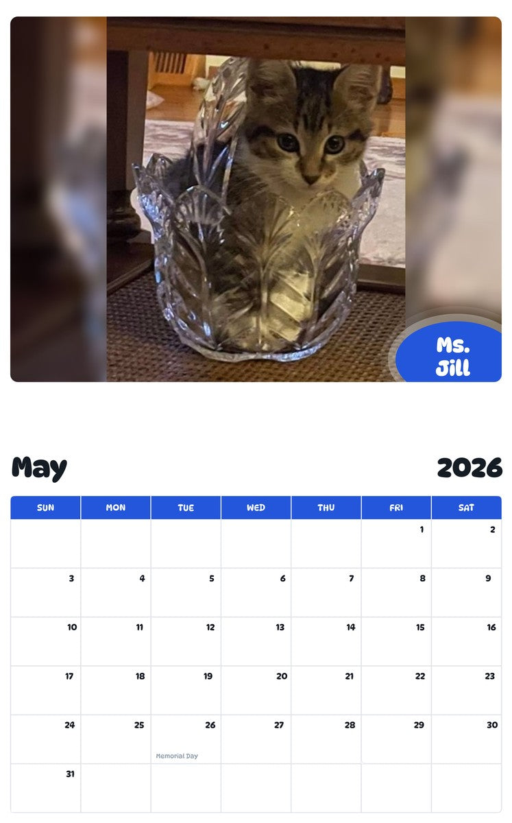 2026 - 2027 Ms.  Jill - Pawidols Pet Calendar
