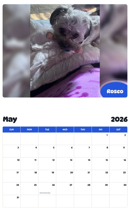 2026 - 2027 Rosco - Pawidols Pet Calendar