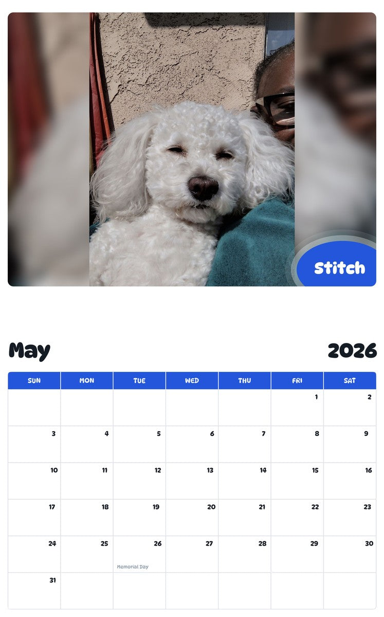 2026 - 2027 Stitch - Pawidols Pet Calendar