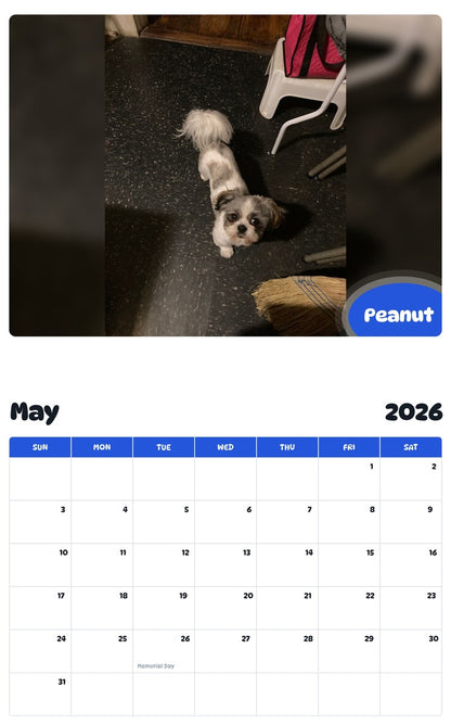 2026 - 2027 Peanut - Pawidols Pet Calendar
