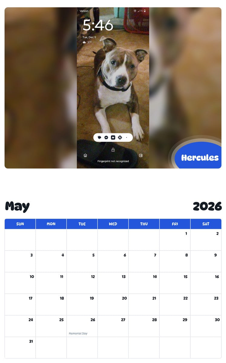 2026 - 2027 Hercules - Pawidols Pet Calendar