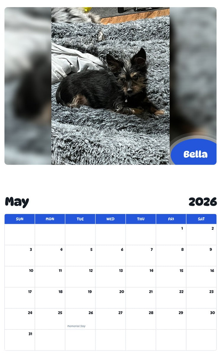 2026 - 2027 Bella - Pawidols Pet Calendar