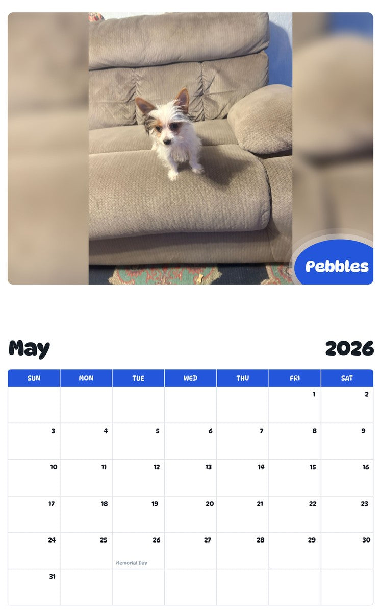 2026 - 2027 Pebbles - Pawidols Pet Calendar