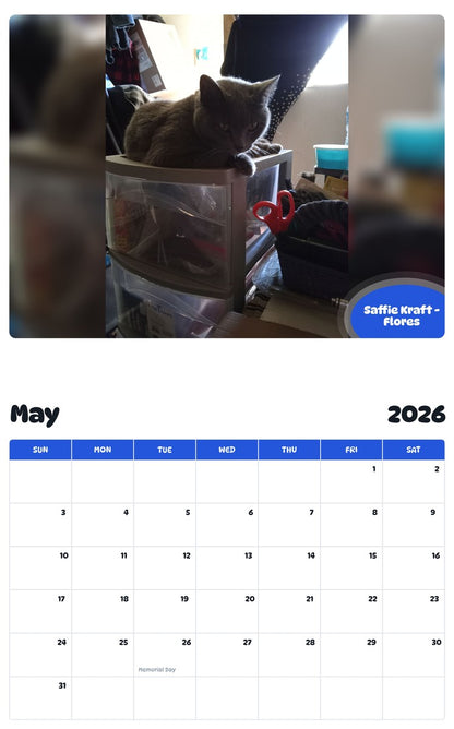 2026 - 2027 Saffie Kraft -Flores - Pawidols Pet Calendar
