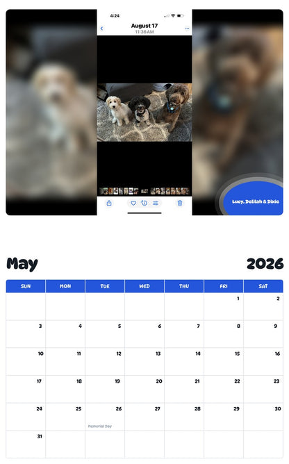 2026 - 2027 Lucy, Delilah & Dixie - Pawidols Pet Calendar