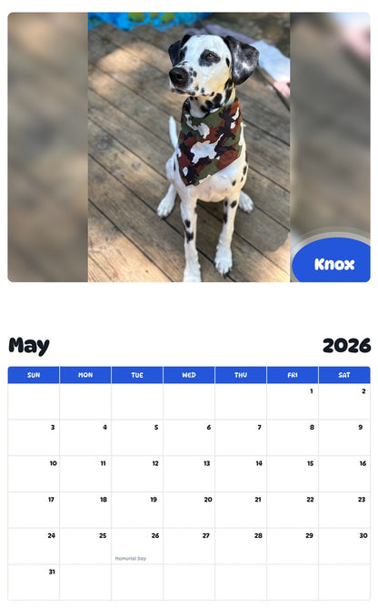 2026 - 2027 Knox - Pawidols Pet Calendar