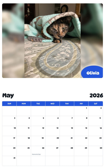 2026 - 2027 Olivia - Pawidols Pet Calendar