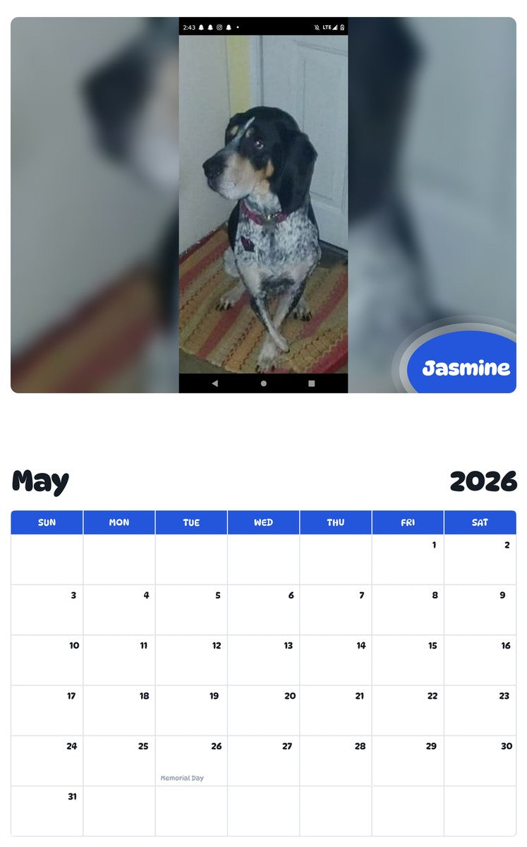 2026 - 2027 Jasmine - Pawidols Pet Calendar