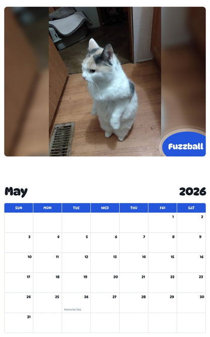 2026 - 2027 Fuzzball - Pawidols Pet Calendar