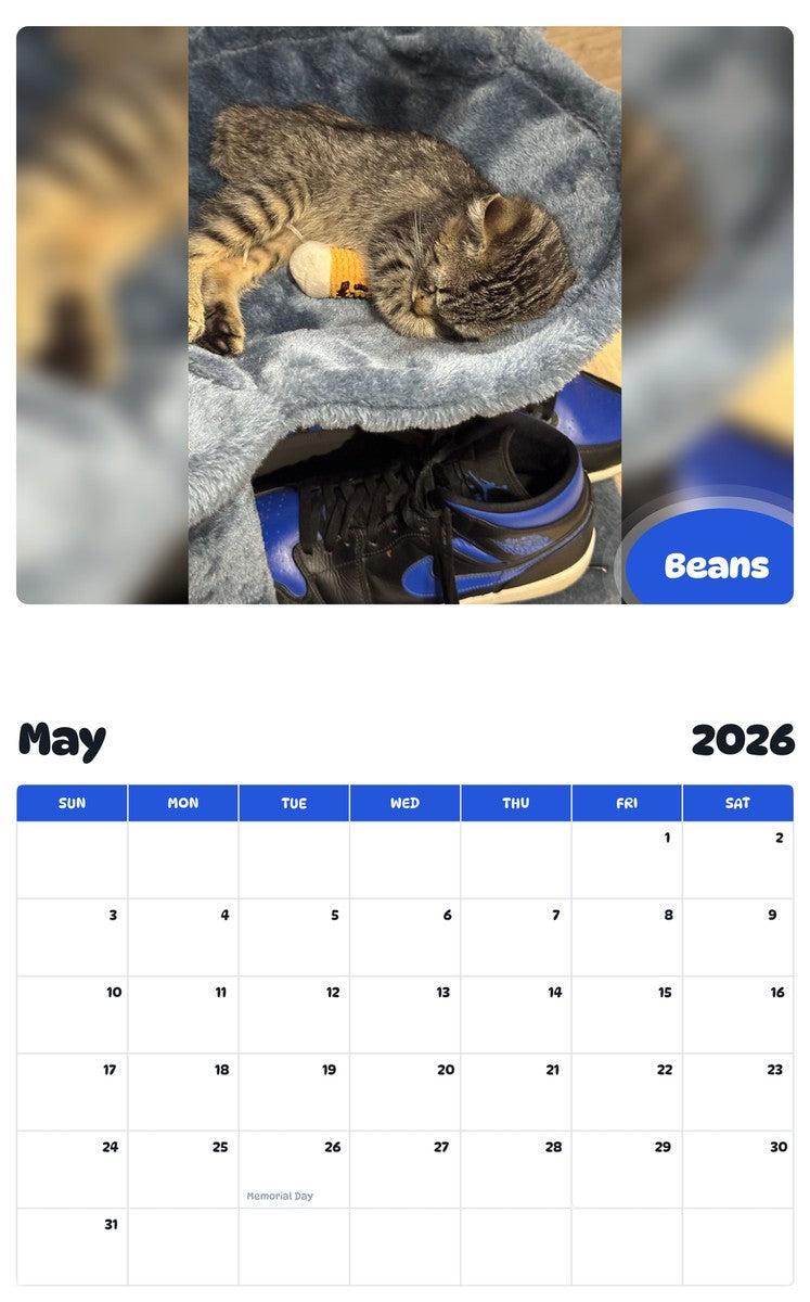 2026 - 2027 Beans - Pawidols Pet Calendar