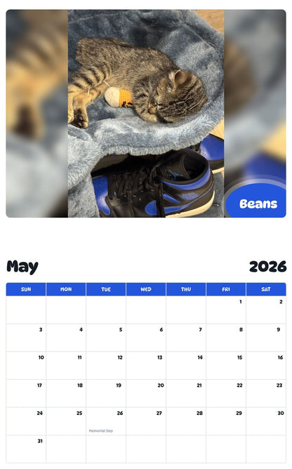 2026 - 2027 Beans - Pawidols Pet Calendar