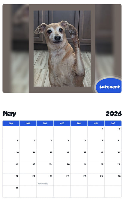 2026 - 2027 Lutenent - Pawidols Pet Calendar