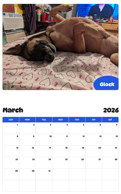 November 2025 - October 2026 Glock - Pawidols Pet Calendar