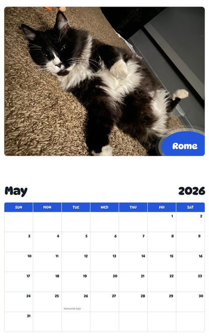 2026 - 2027 Rome - Pawidols Pet Calendar