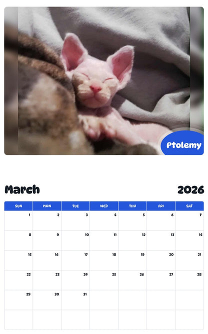 November 2025 - October 2026 Ptolemy - Pawidols Pet Calendar