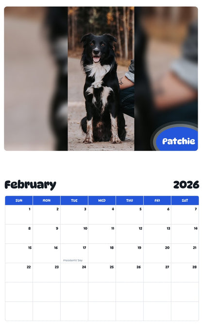 October 2025 - September 2026 Patchie - Pawidols Pet Calendar