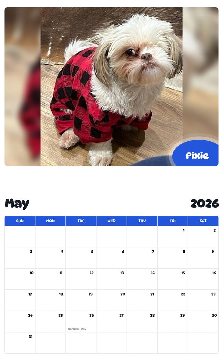 2026 - 2027 Pixie - Pawidols Pet Calendar