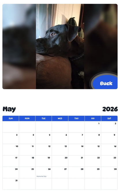 2026 - 2027 Buck - Pawidols Pet Calendar