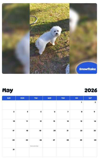 2026 - 2027 Snowflake - Pawidols Pet Calendar