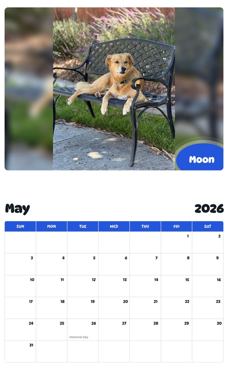 2026 - 2027 Moon - Pawidols Pet Calendar