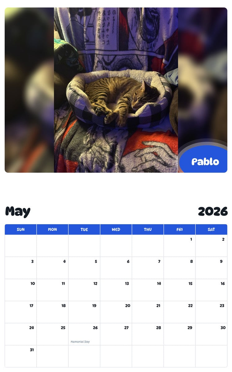 2026 - 2027 Pablo - Pawidols Pet Calendar