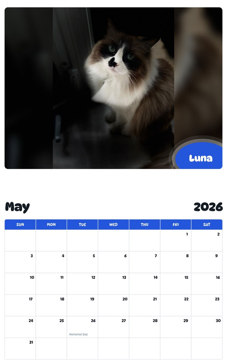 2026 - 2027 Luna - Pawidols Pet Calendar