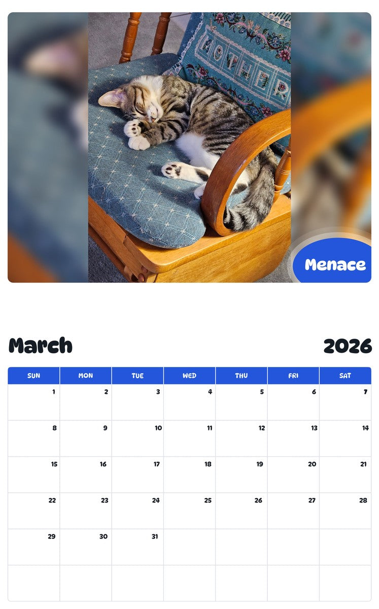 November 2025 - October 2026 Menace - Pawidols Pet Calendar