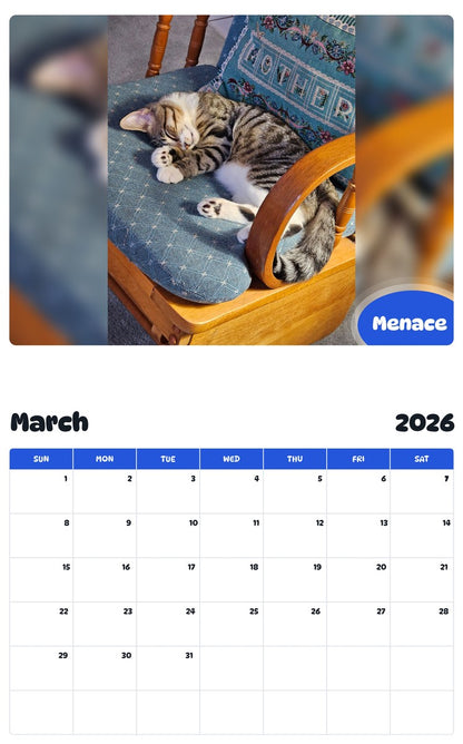 November 2025 - October 2026 Menace - Pawidols Pet Calendar