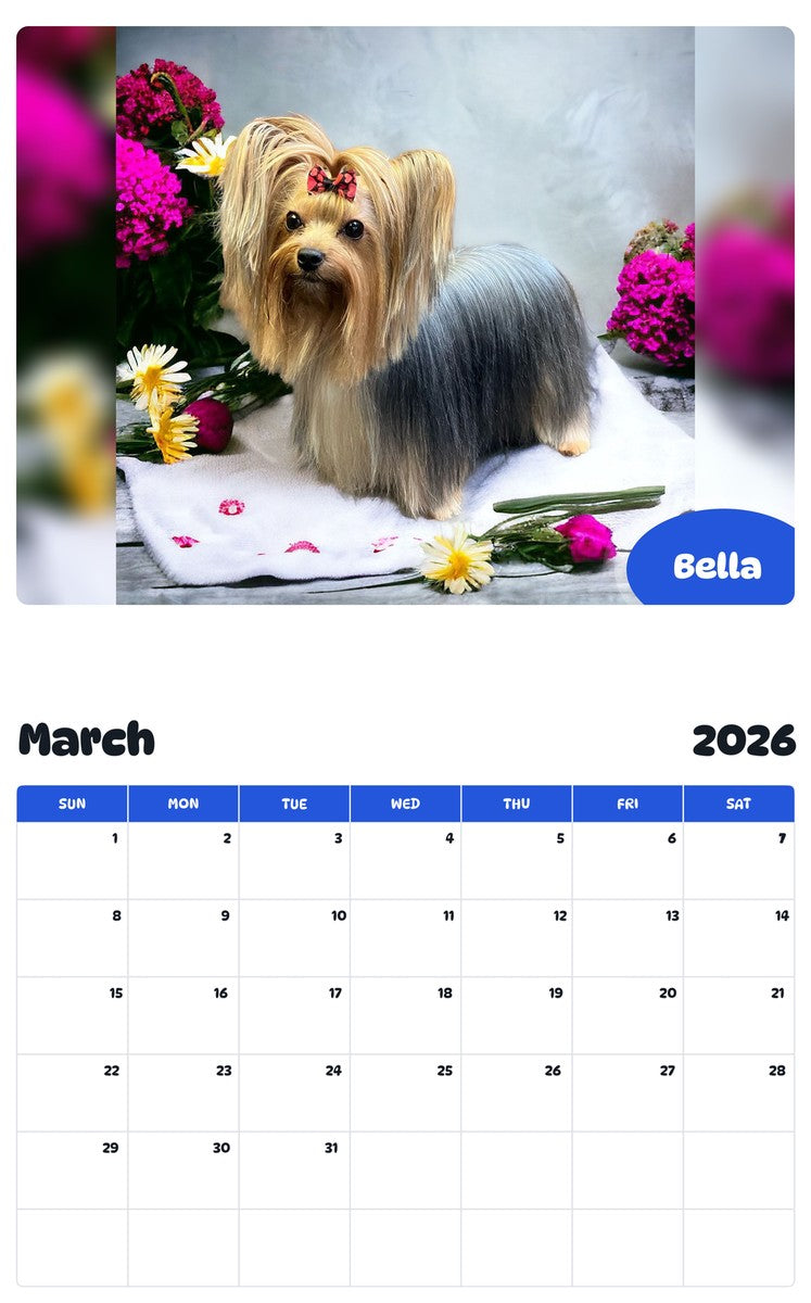 November 2025 - October 2026 Bella - Pawidols Pet Calendar