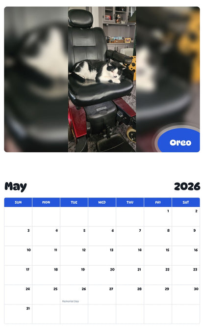 2026 - 2027 Oreo - Pawidols Pet Calendar