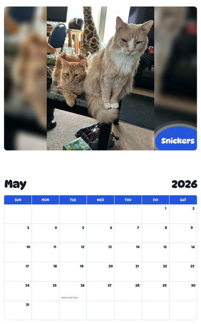 2026 - 2027 Snickers - Pawidols Pet Calendar