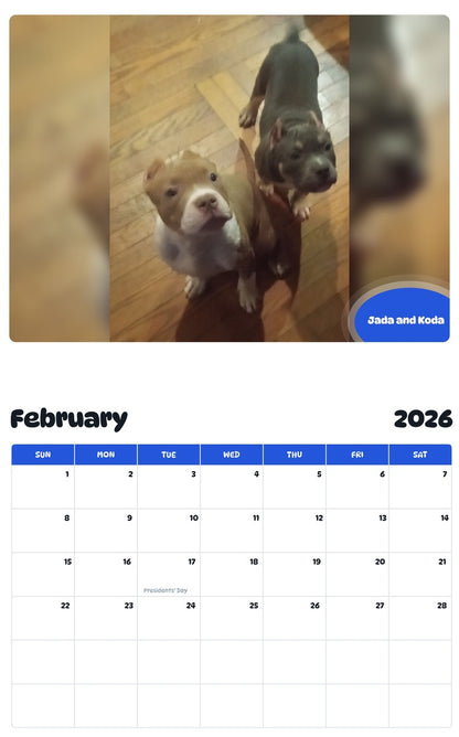 October 2025 - September 2026 Jada and Koda - Pawidols Pet Calendar
